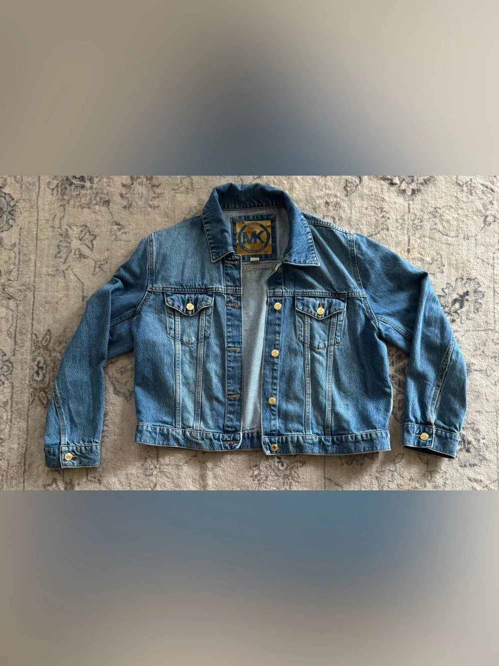 Michael Kors Blue Denim Jacket with Gold-Tone Buttons